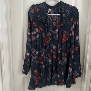Free People Floral Long Sleeve Blouse